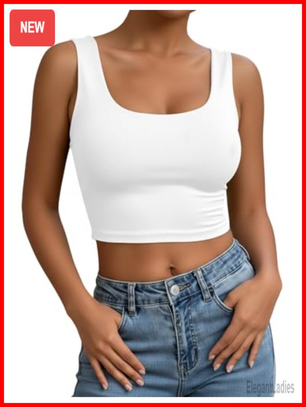 Women's Cotton Crop Tank Top Sleeveless Ribbed Slim Fit U Neck Basic